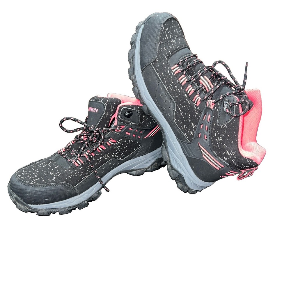 15N36/ Women's Black and Pink Grition Waterproof Hiking Boots Size 41